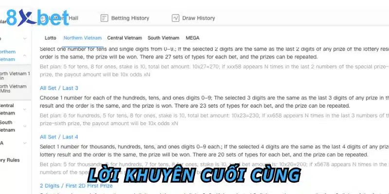 Xổ số Keno 8xbet: Giải trí đơn giản, cơ hội thắng lớn 6 Lời khuyên cuối cùng